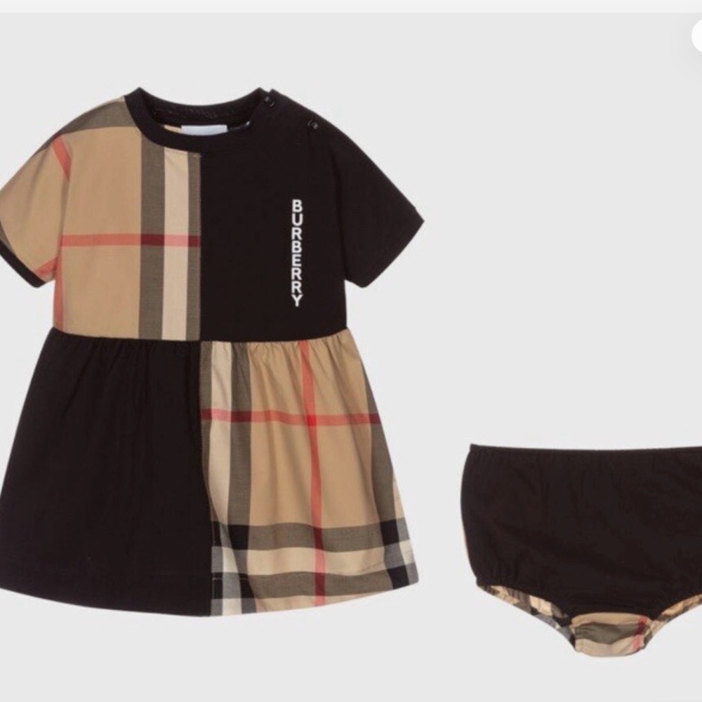 New with tags -Girl's Elena Vintage Check Colorblock Dress w/ Bloomers, Size 12M
